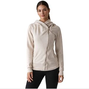 Nike Yoga Asymmetric Full-Zip Hoodie Beige Stretch Athleisure Size S Rare